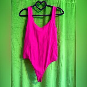 Free People Intimately Intimates Bodysuit Stretch Hot Neon Pink Fuchsia